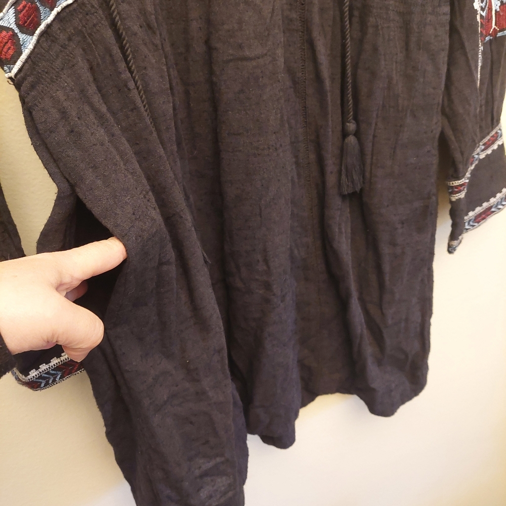Free People Boho All My Life Navy Burgundy Embrorded Mini Dress. XS - Picture 6 of 15